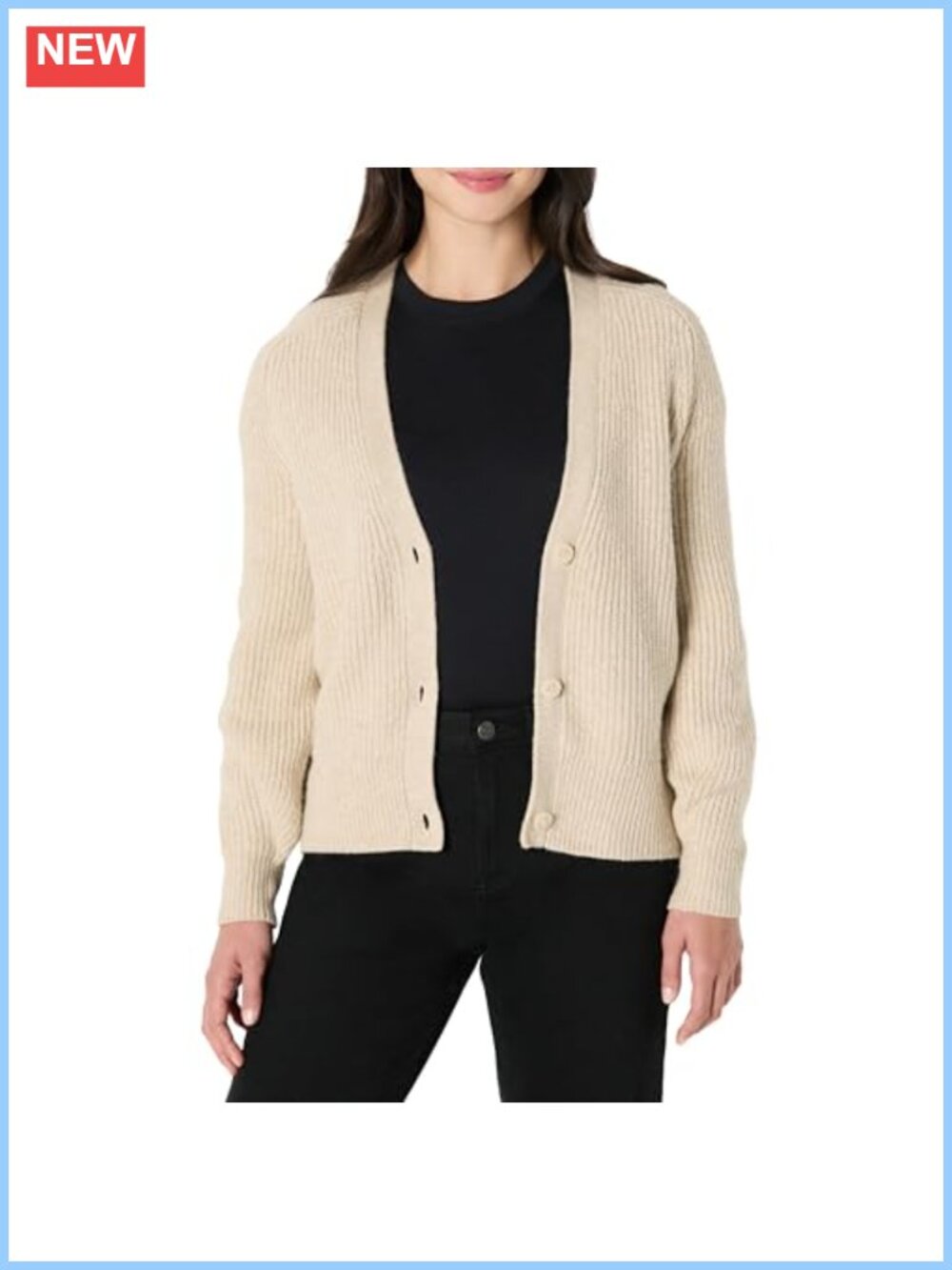 Women's Soft Touch Ribbed Blouson V-Neck Cardigan Sweater Button Front